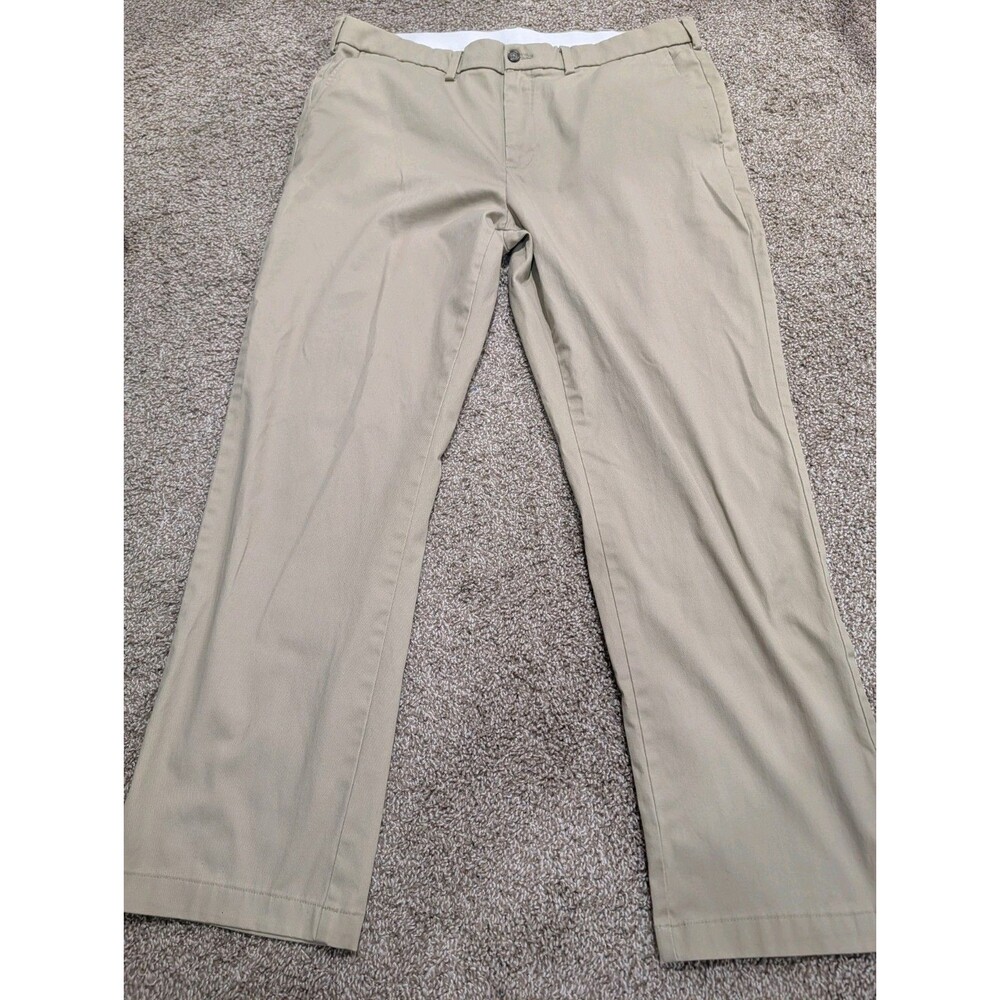 George Men’s Khaki Chino Pants 40x32 Flat Front Straight Leg Casual Dress Pants